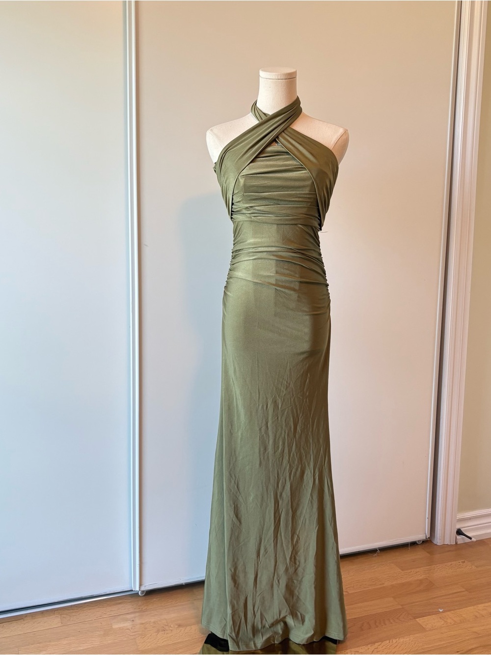 SHEIN Olive Multi-way Ruched Maxi Dress